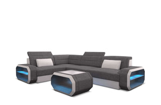 Stoffsofa Verona L-Form – Modern & bequem in Strukturstoff und der Farbe Grau und Weiß - Ausrichtung links