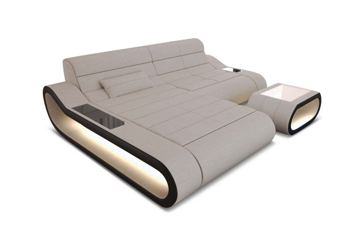 Stoffcouch Concept L-Form Kurz Elfenbein-Schwarz