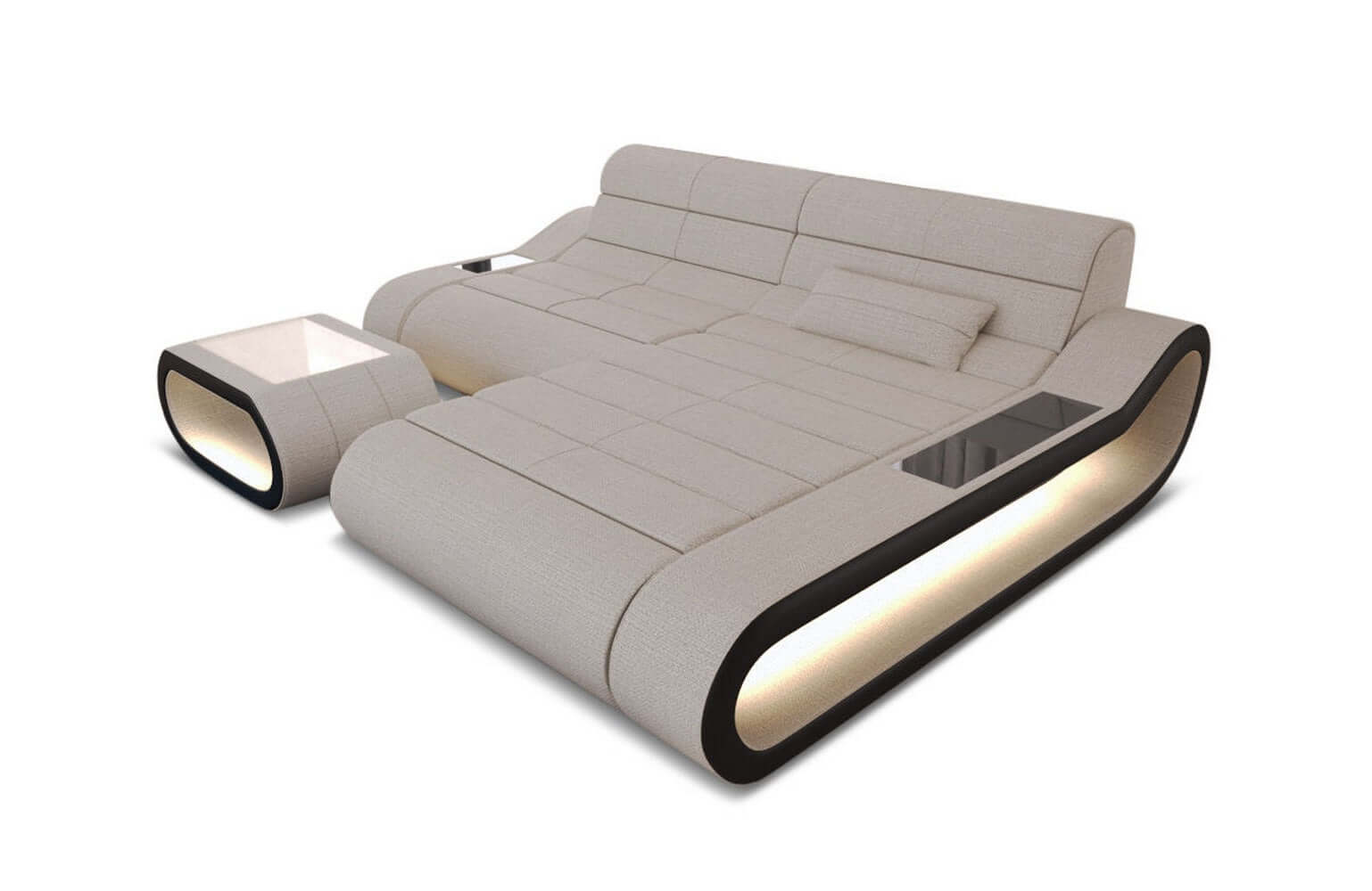 Stoff Ecksofa Concept L Form elfenbein-schwarz
