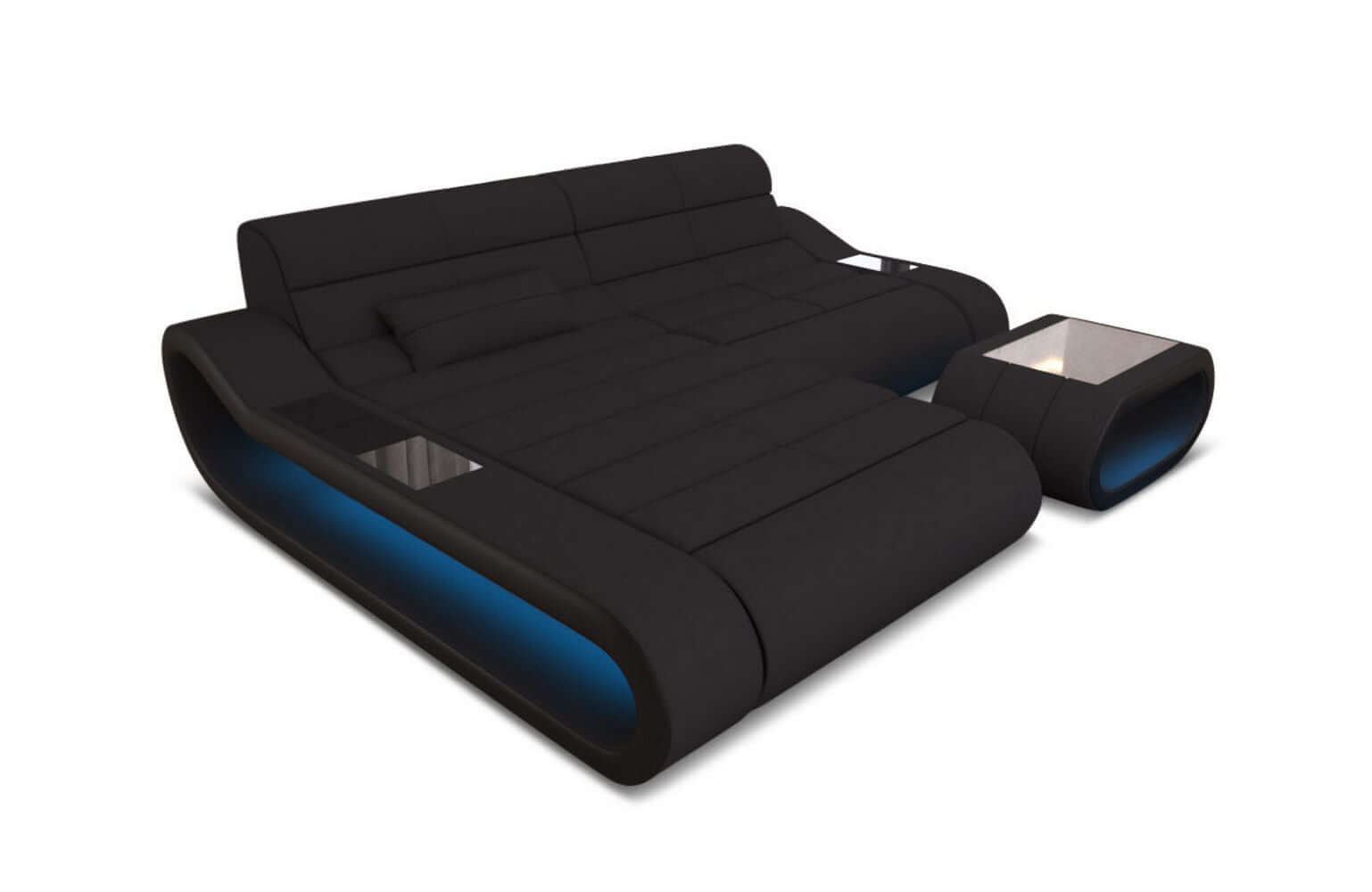 Stoff Ecksofa Concept L-Form Schwarz-Schwarz