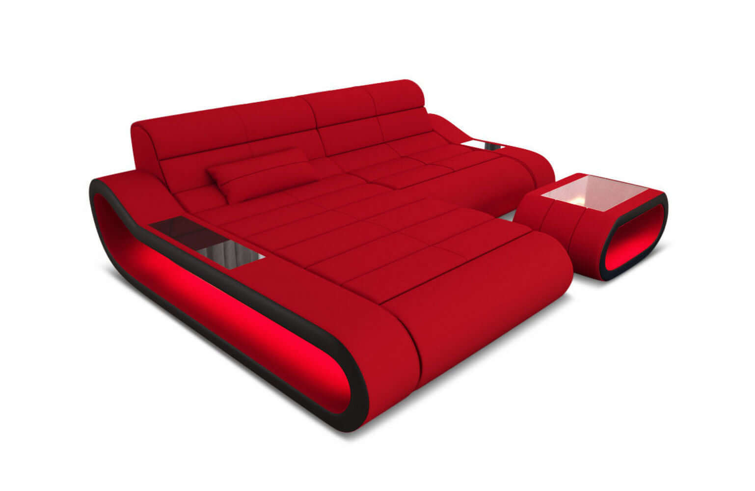 Stoff Ecksofa Concept L-Form Rot-Schwarz