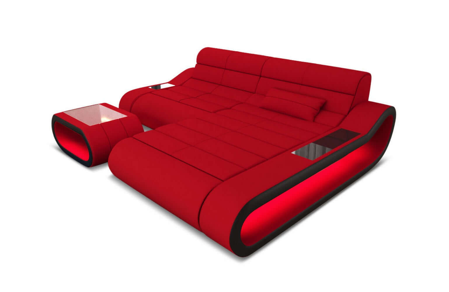 Stoff Ecksofa Concept L-Form Rot-Schwarz