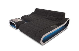 Stoffcouch Concept L-Form Kurz in Strukturstoff und der Farbe Schwarzgrau und Weiß - Ausrichtung rechts