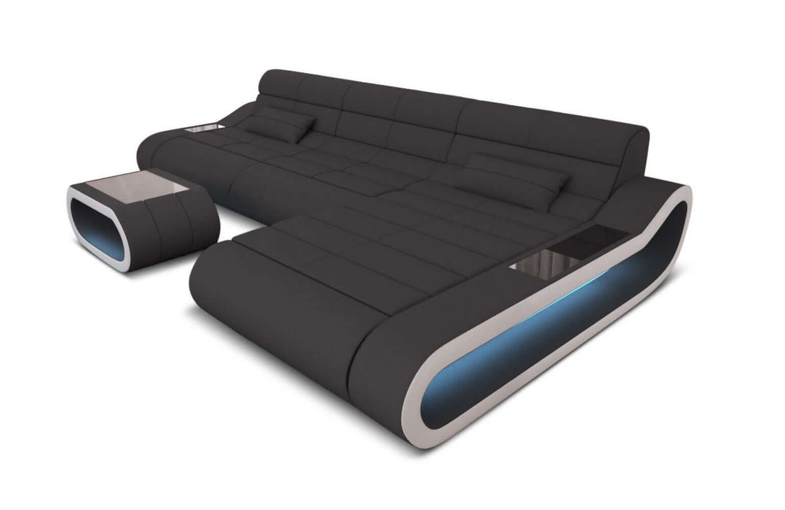 Stoffsofa Concept L-Form Lang Dunkelgrau-Weiß