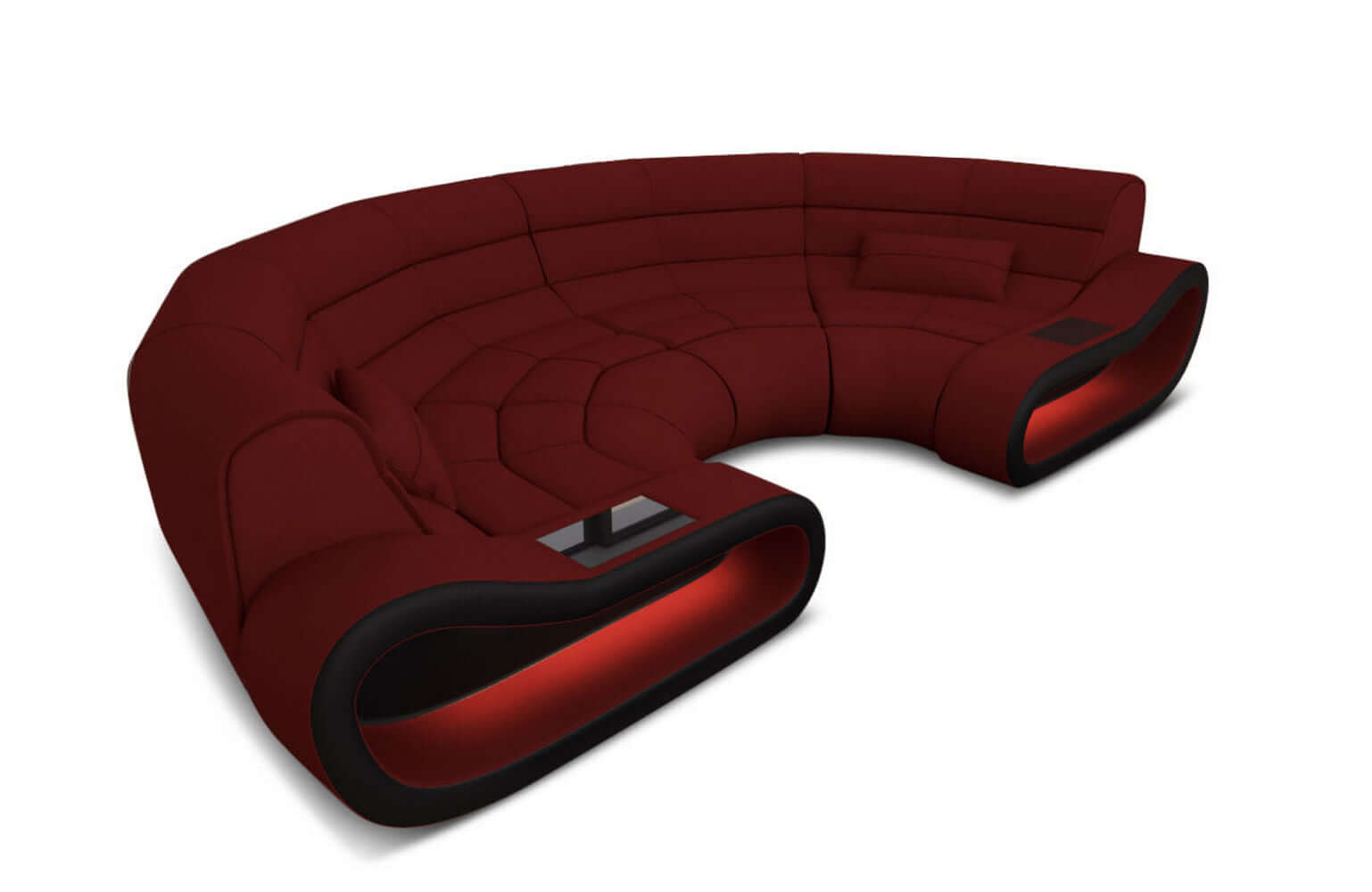 Bigsofa Concept Stoff Dunkelrot-Schwarz