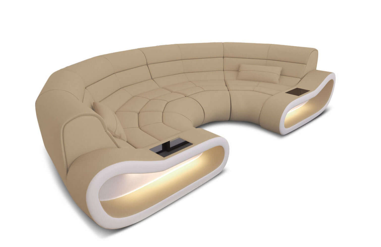 Stoff Bigsofa Concept U-Form Beige-Weiß