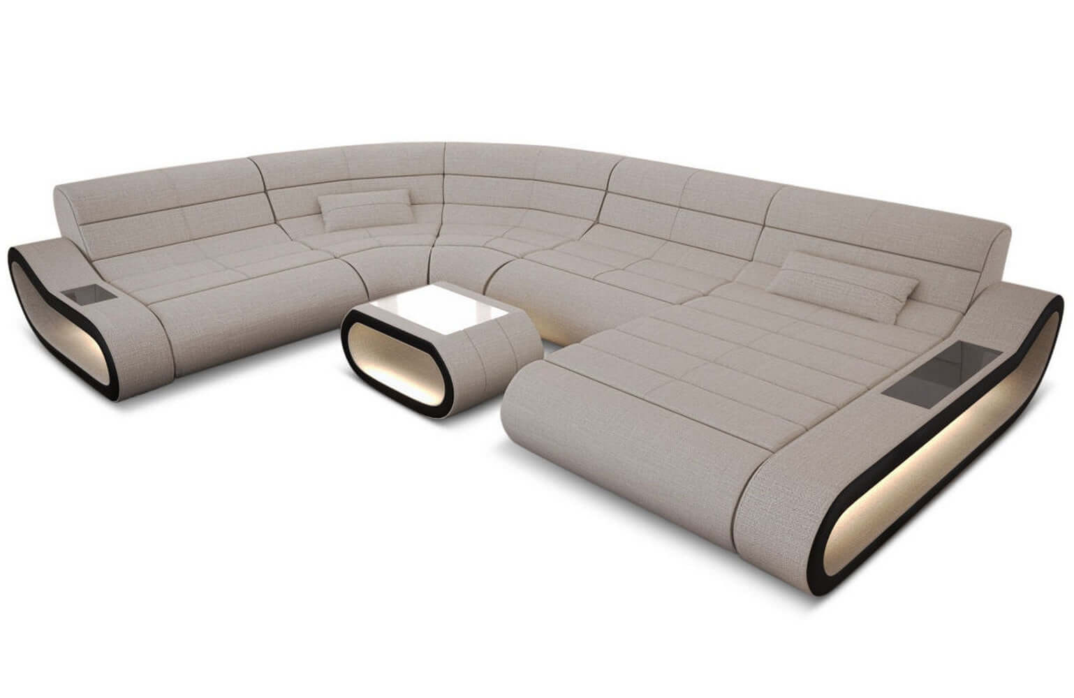 Big Couch Concept Stoff-Mix XXL Elfenbein-Schwarz