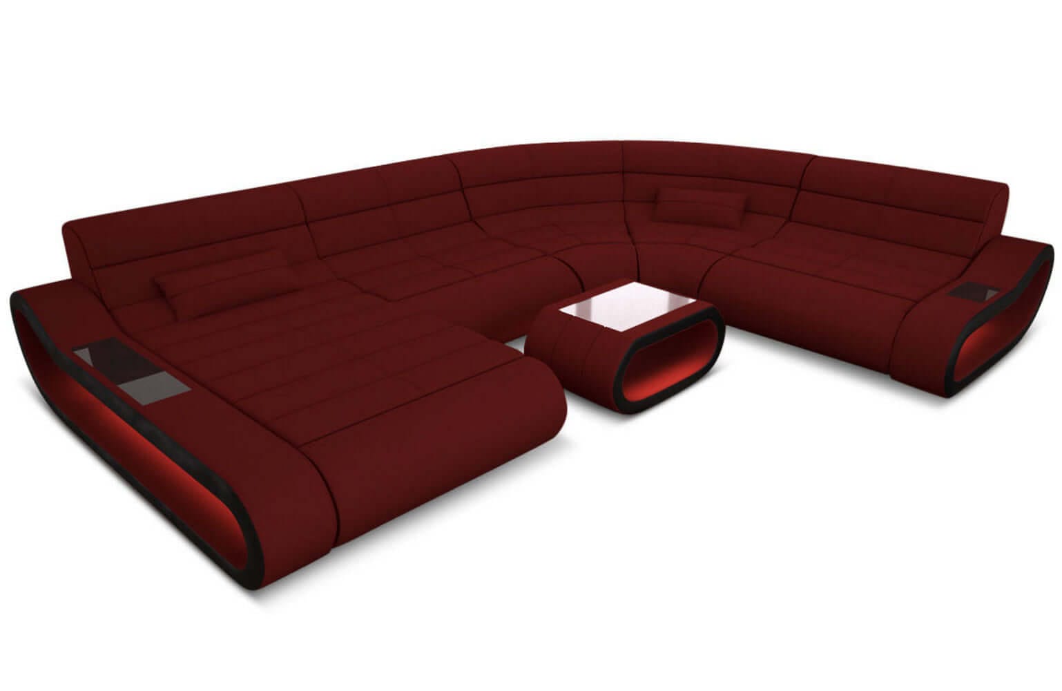 Big Couch Concept Stoff-Mix XXL Dunkelrot-Schwarz