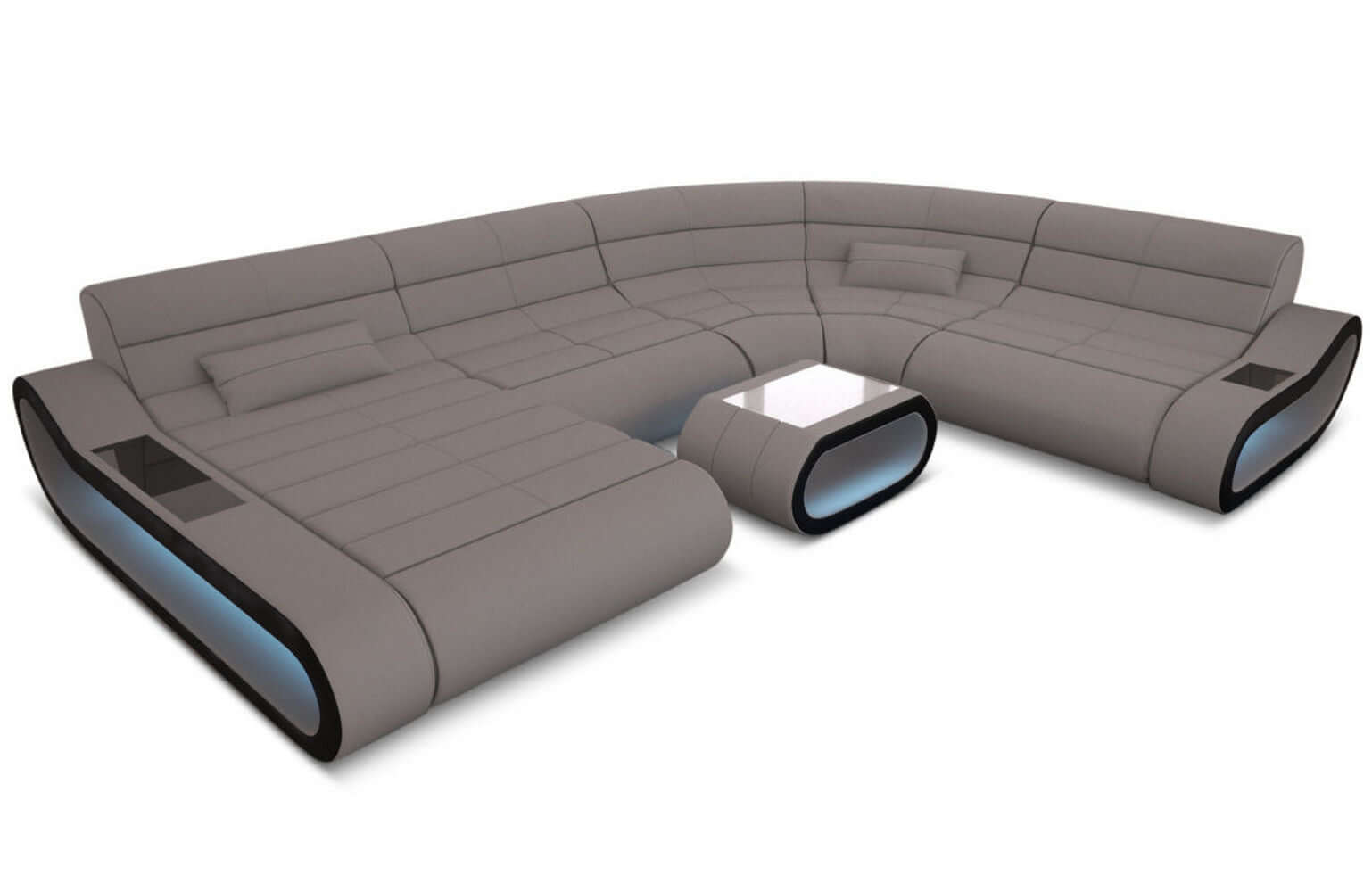 Big Couch Concept Stoff-Mix XXL Hellgrau-Schwarz