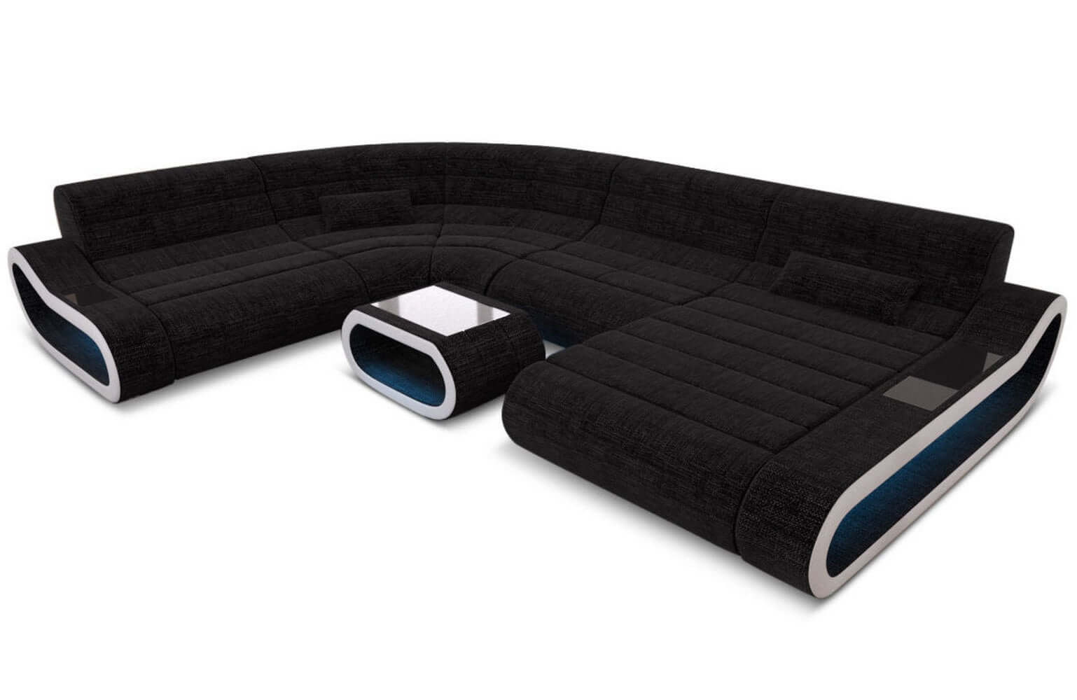 Big Couch Concept Stoff-Mix XXL Dunkelgrau-Weiß