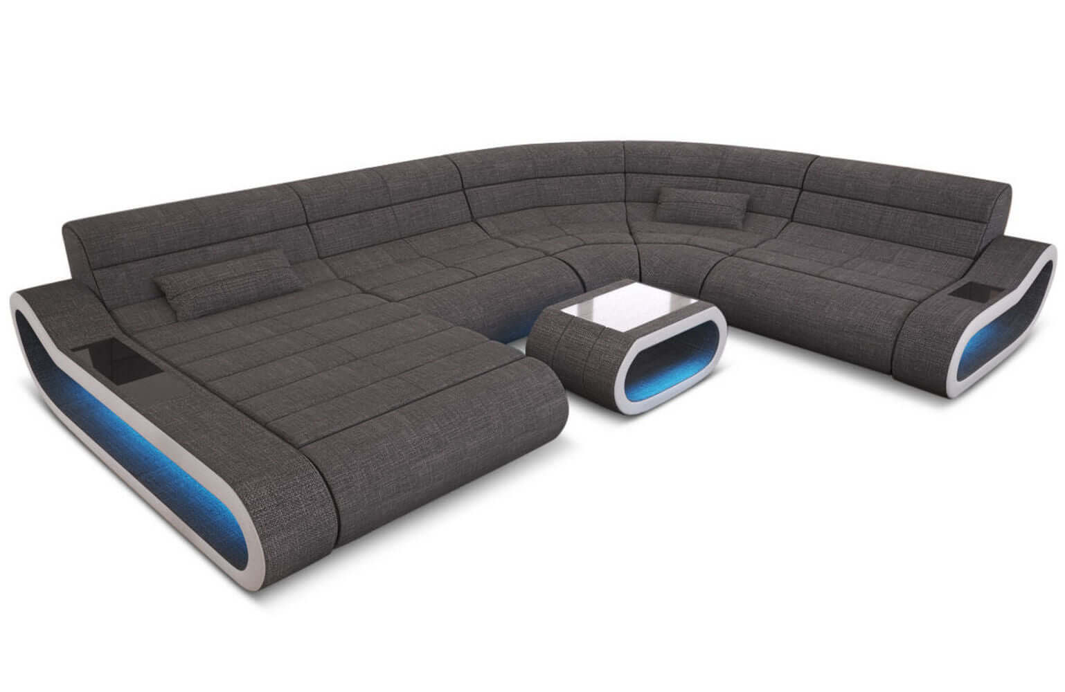 Big Couch Concept Stoff-Mix XXL Grau-Weiß