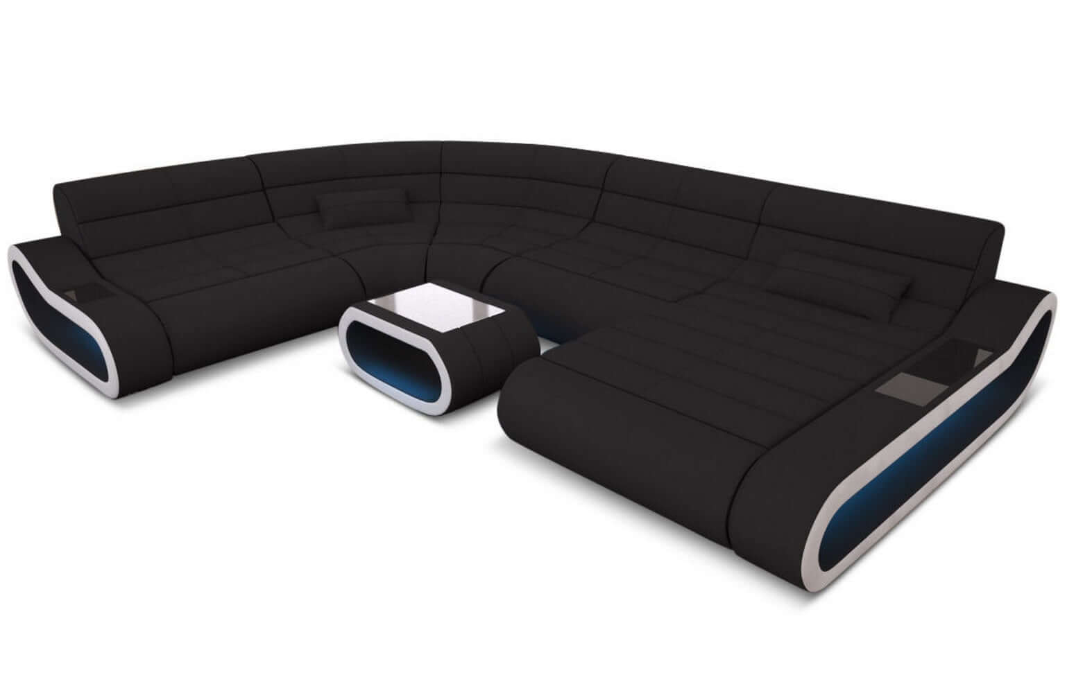 Big Couch Concept Stoff-Mix XXL Schwarz-Weiß