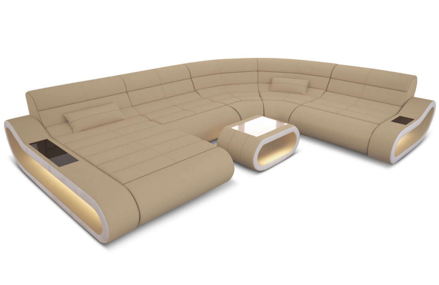 Big Couch Concept Stoff-Mix XXL Beige-Weiß