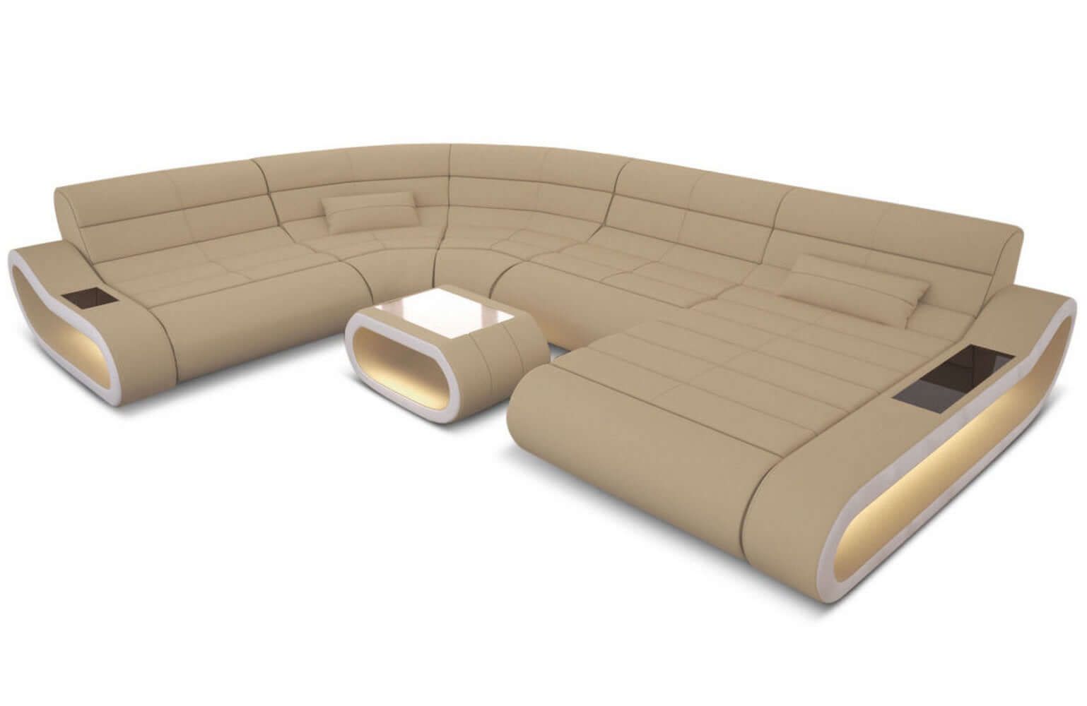 Big Couch Concept Stoff-Mix XXL Beige-Weiß