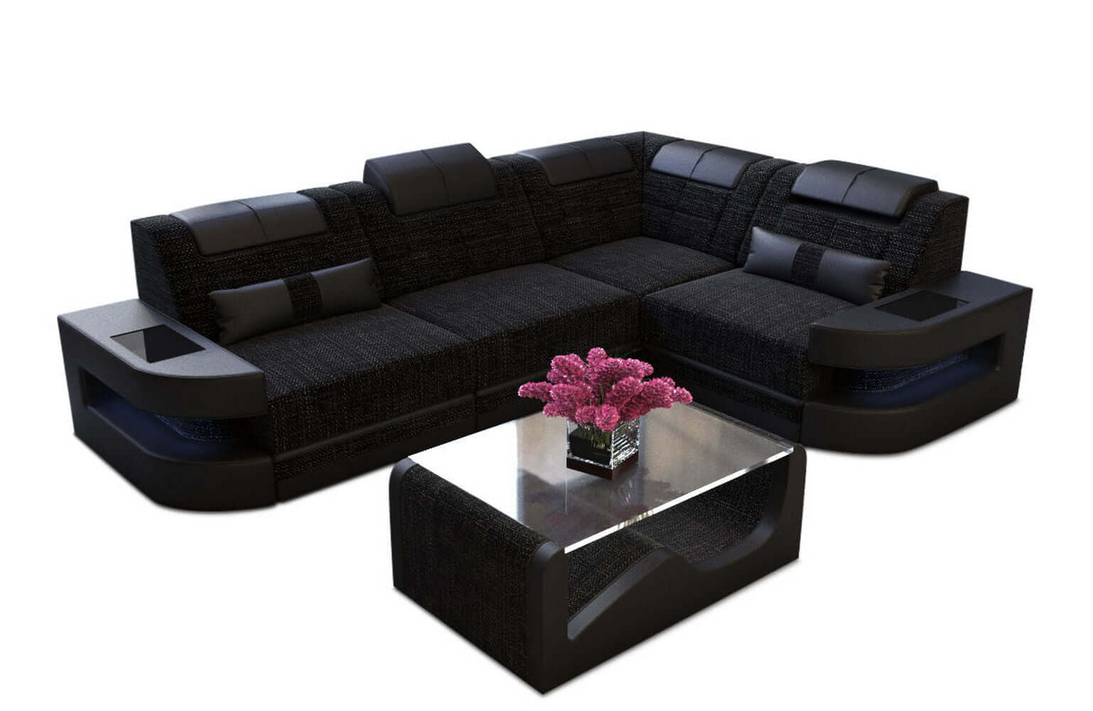 Polster Ecksofa Como L-Form - Modern & Bequem Dunkelgrau-Schwarz