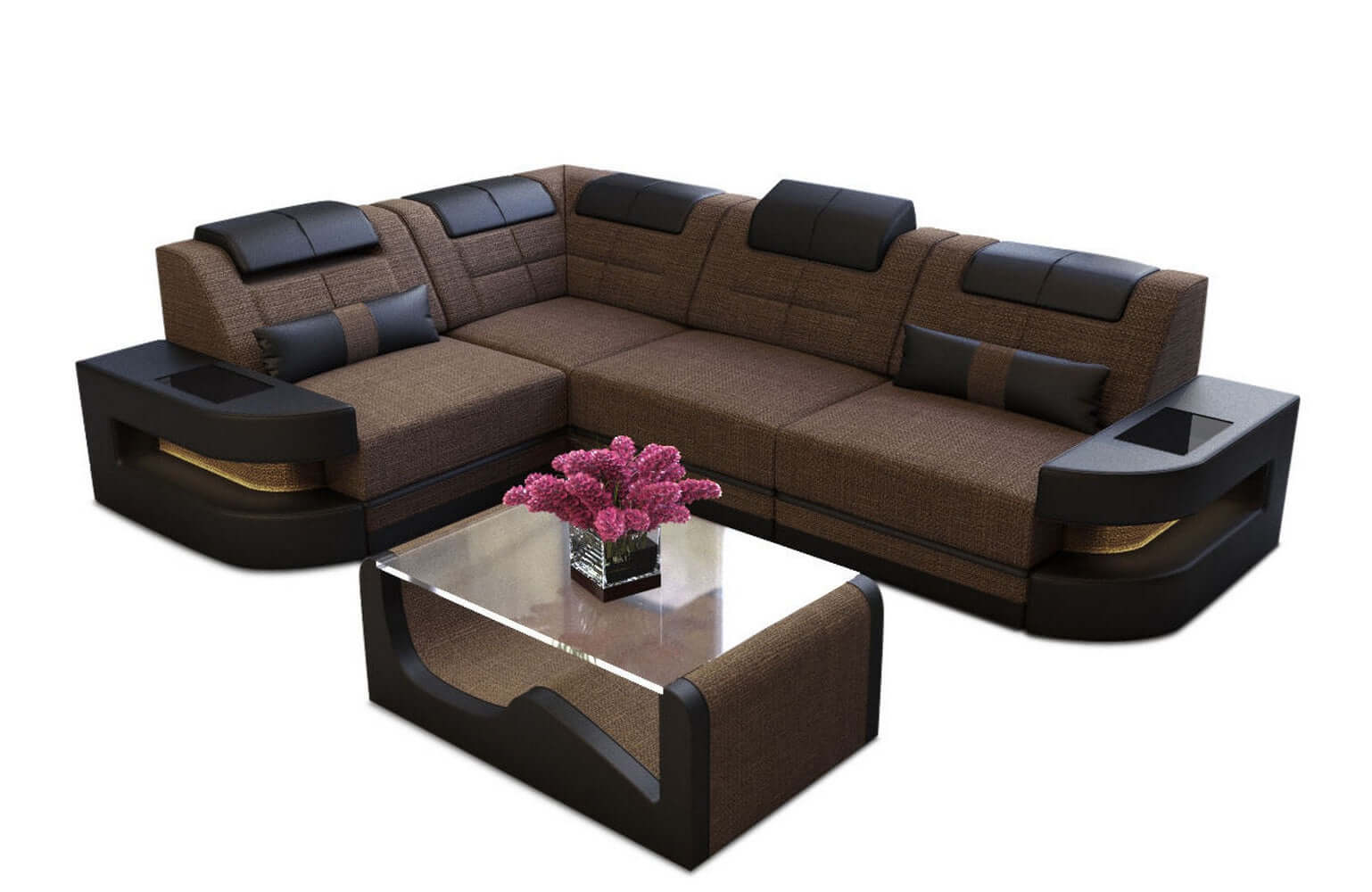Polster Ecksofa Como L-Form - Modern & Bequem Braun-Schwarz