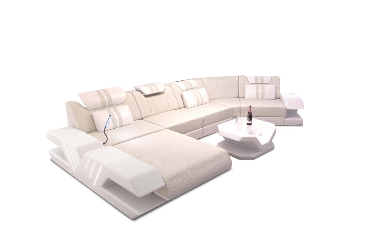 Polster Couch Venedig C-Form Elfenbein-Weiß