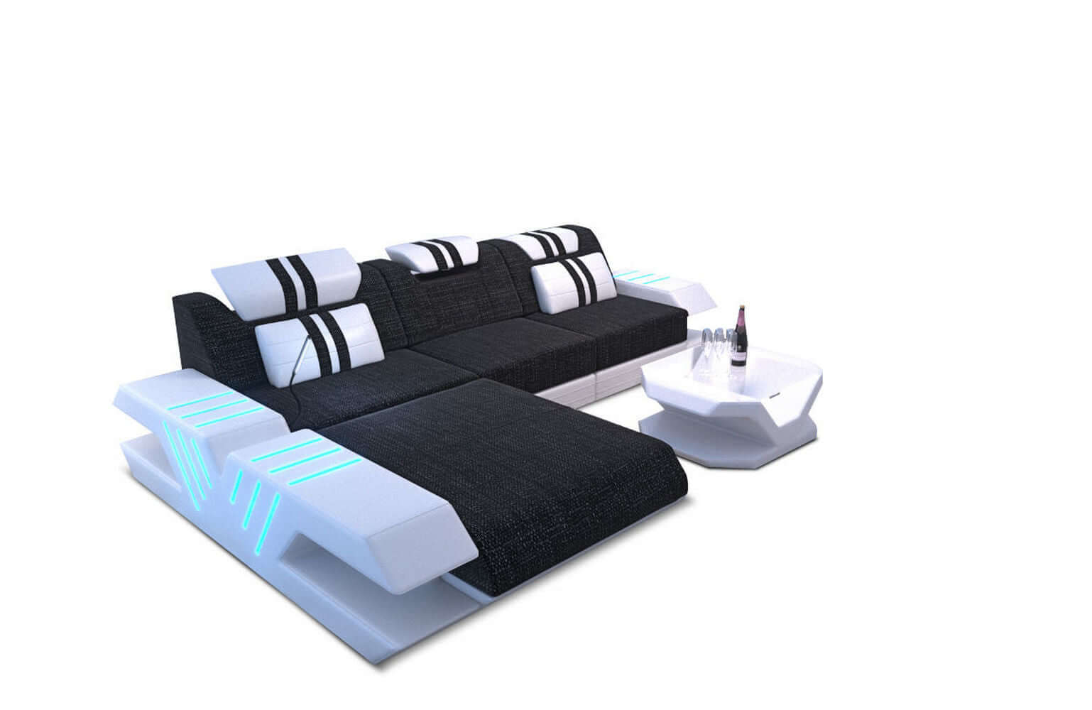 Stoff Sofa Venedig L-Form mit LED