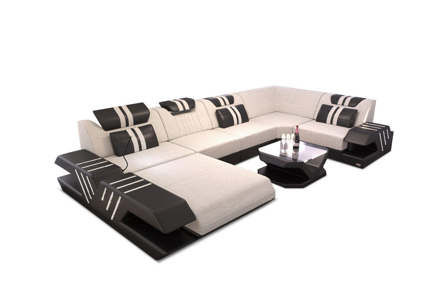 Wohnlandschaft Stoff-Mix Venedig U-Form