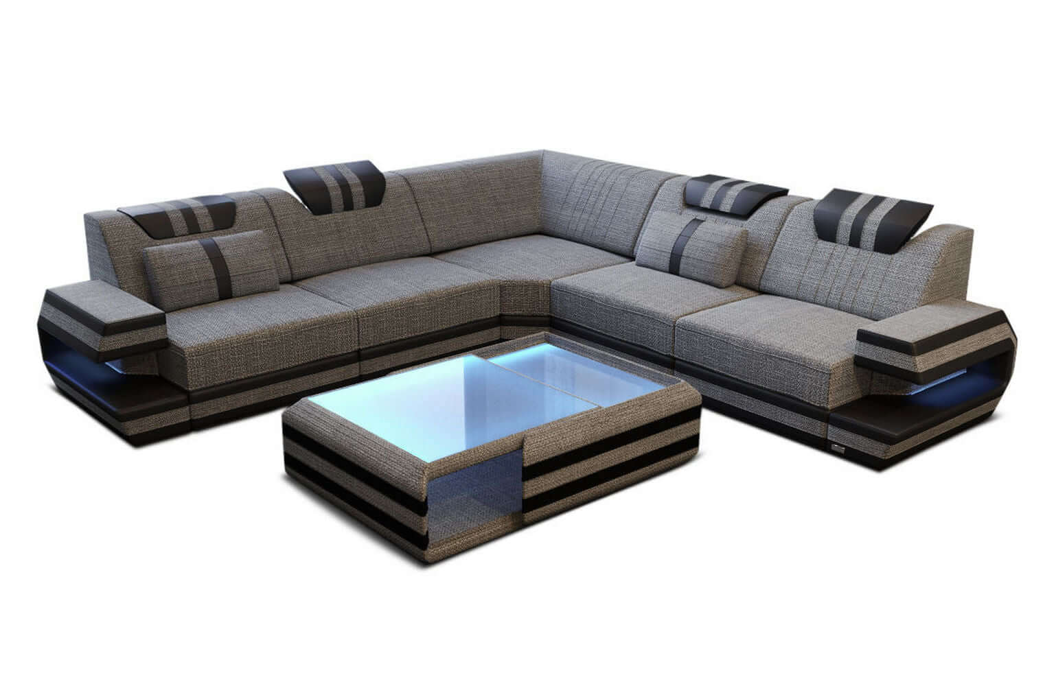 Polster Ecksofa Ragusa L-Form Grau-Schwarz