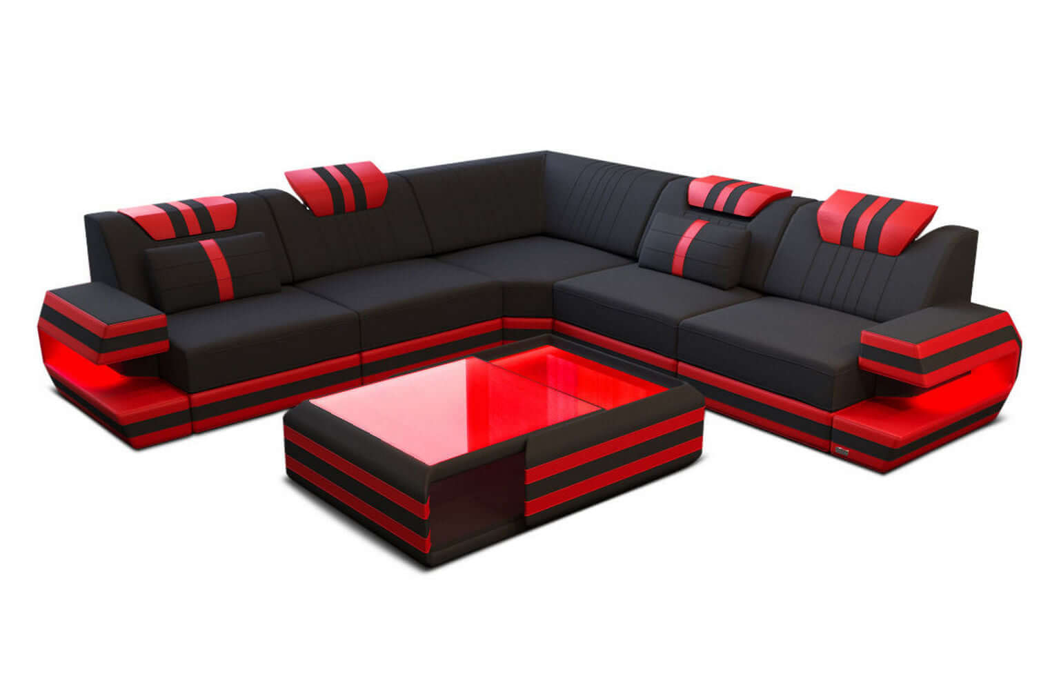 Polster Ecksofa Ragusa L-Form Schwarz-Rot