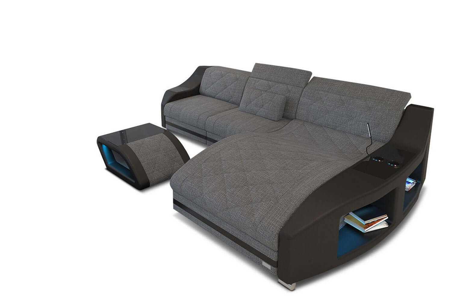 Couch Swing L-Form in Stoff grau-schwarz