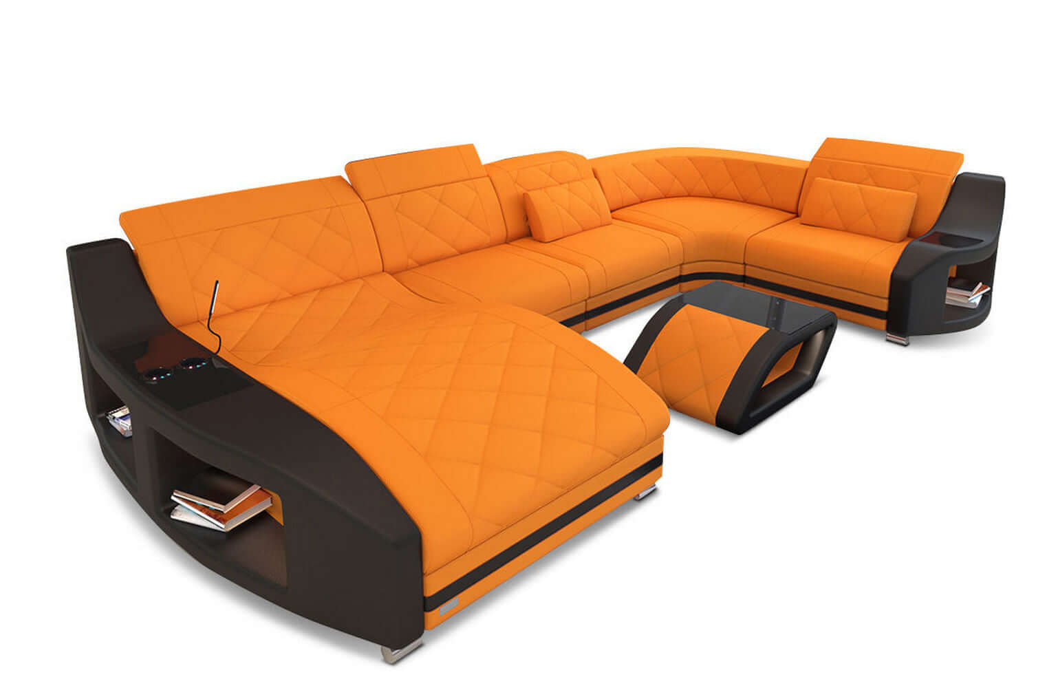 Polster Wohnlandschaft Swing U-Form Apricot-Schwarz