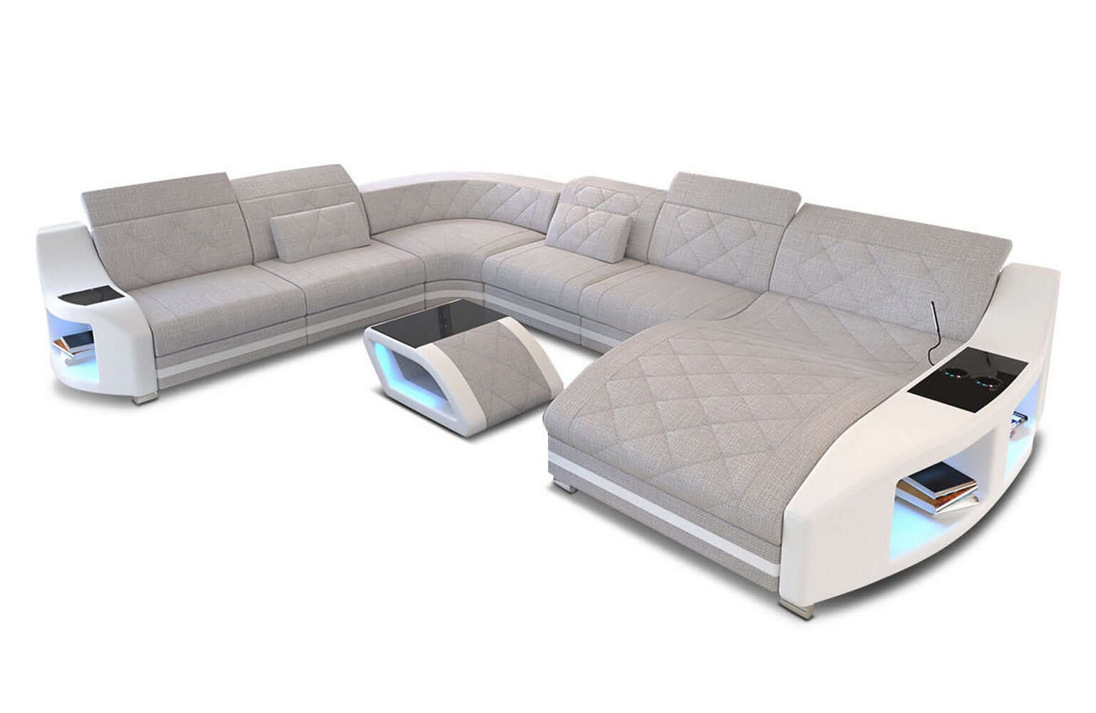 XXL Wohnlandschaft Swing Macchiato-Weiß