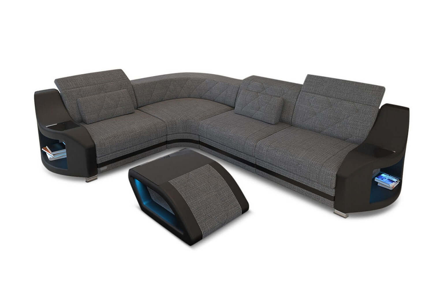 Stoff Ecksofa Genua L-Form Grau-Schwarz