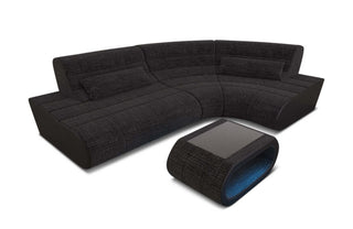 Stoffsofa Concept L Mini – Kompakt & Modern in Strukturstoff und der Farbe Schwarzgrau und Schwarz - Ausrichtung rechts