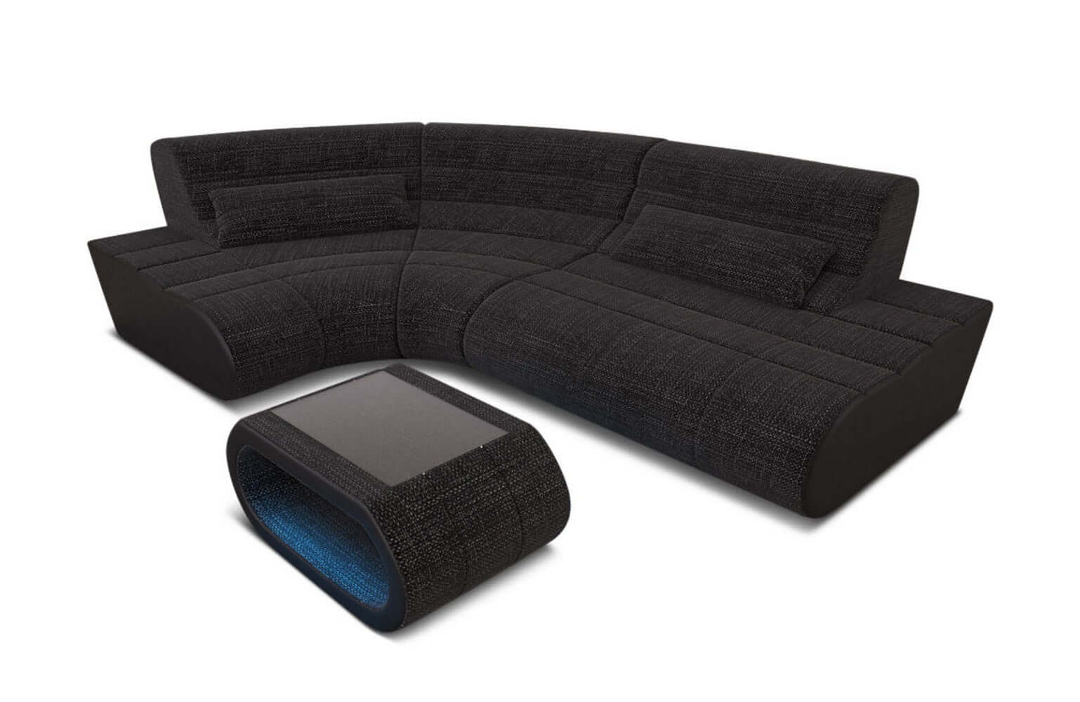 Mini Stoff Ecksofa Concept L-Form Schwarzgrau-Schwarz