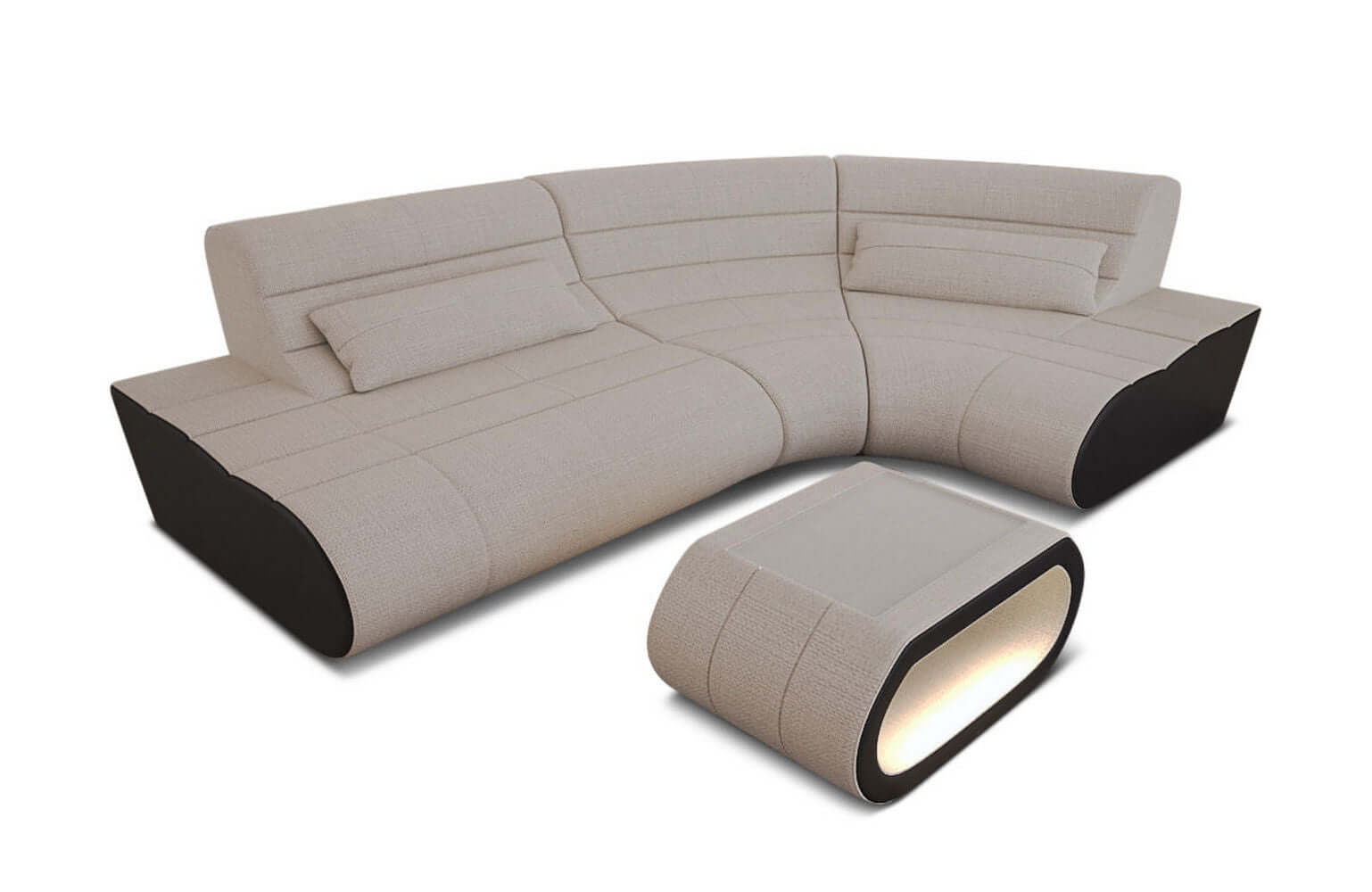 Mini Stoff Ecksofa Concept L Form elfenbein-schwarz