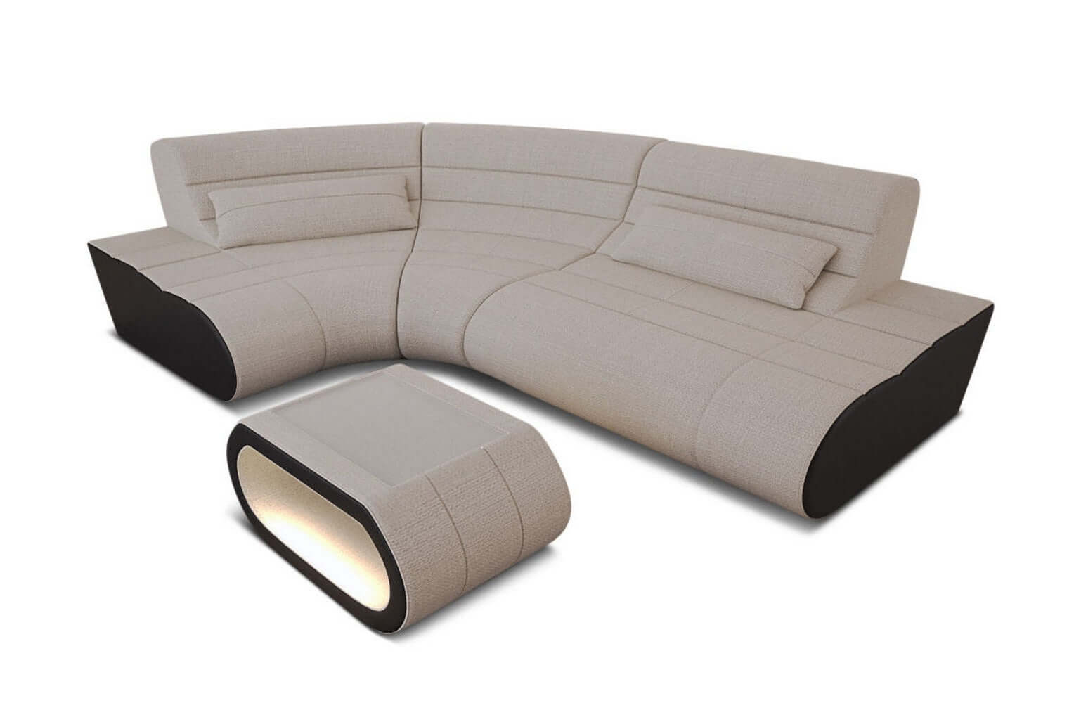 Stoffsofa Concept L Mini – Kompakt & Modern Elfenbein-Schwarz