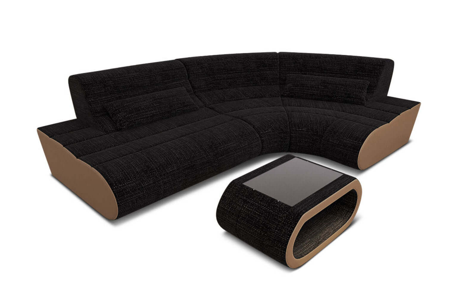 Mini Stoff Ecksofa Concept L Form dunkelgrau-sandbeige