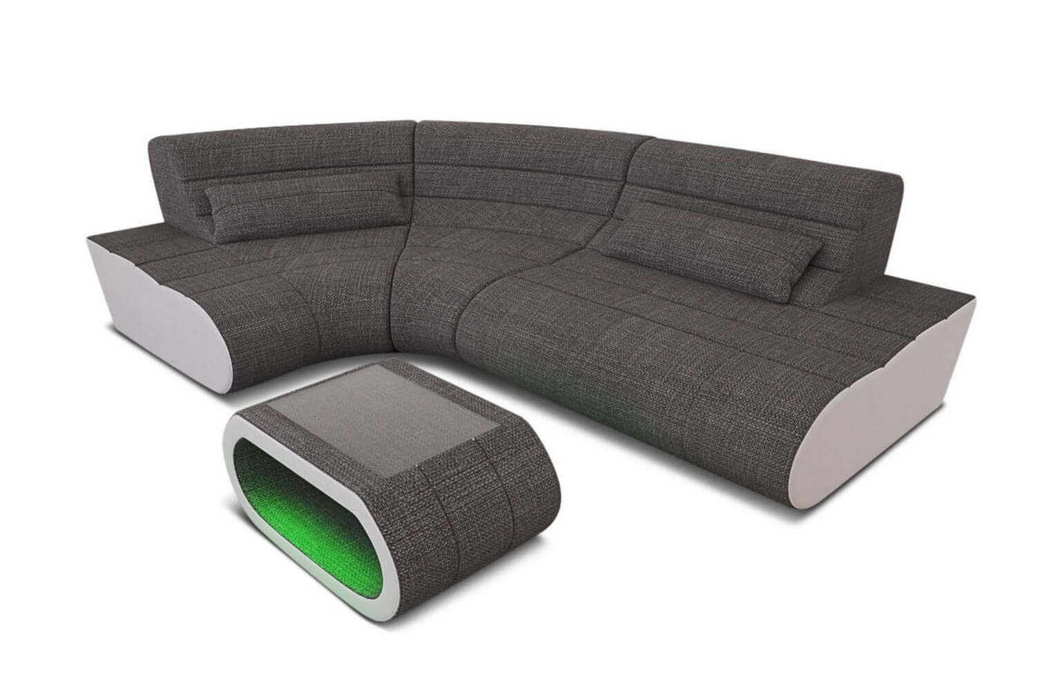 Mini Stoff Ecksofa Concept L-Form Grau-Weiß
