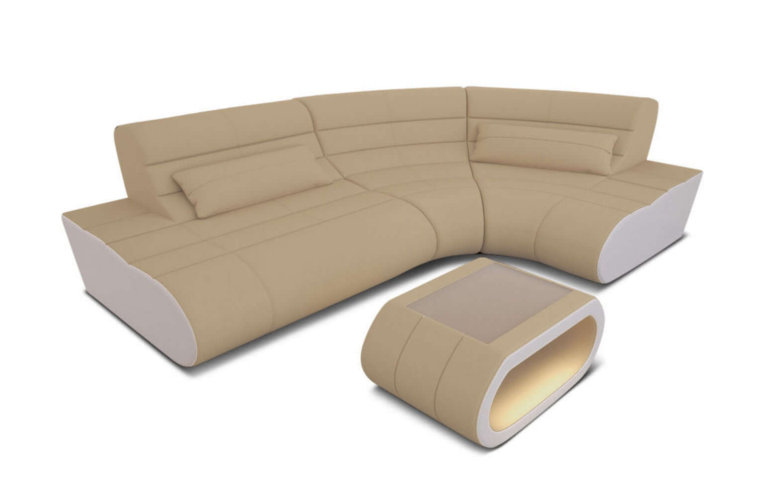 Mini Stoff Ecksofa Concept L-Form Beige-Weiß