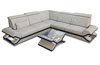Stoffsofa Sorrento L-Form – Komfort & Design in Strukturstoff und der Farbe Elfenbein und Schwarz - Bild 2