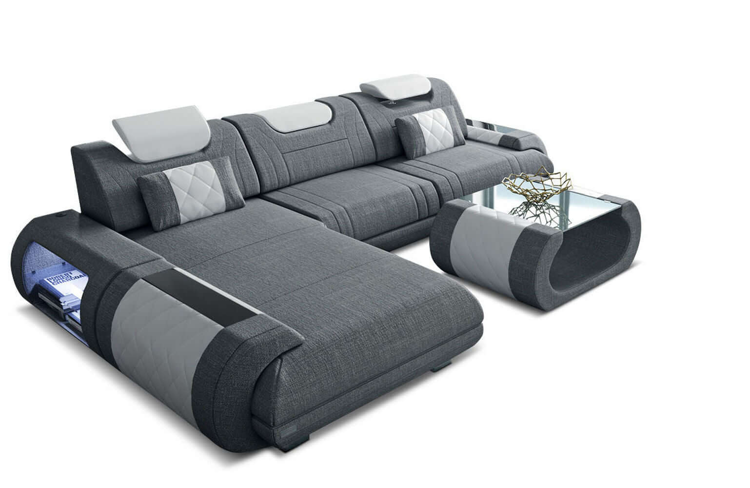 Stoffsofa Rimini L-Form – Modern und Bequem Grau-Weiß