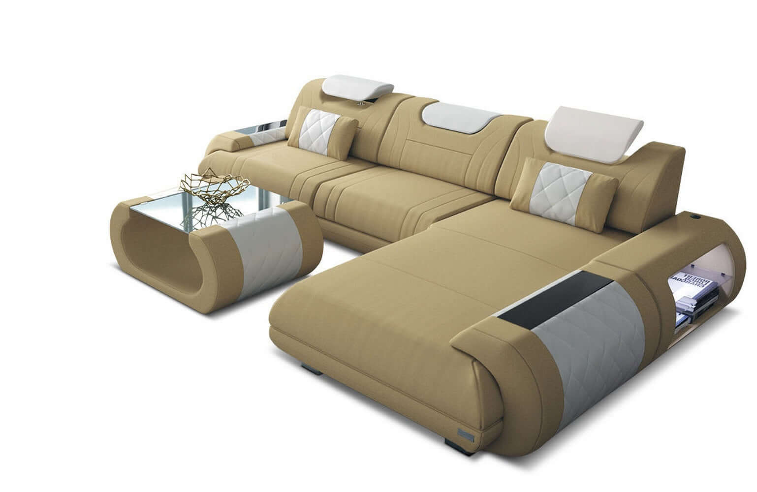 Stoffsofa Rimini L-Form – Modern und Bequem Beige-Weiß