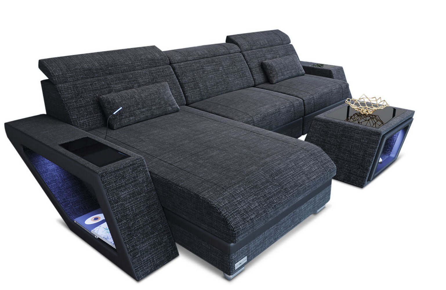 Ecksofa Catania – Komfortabel & Modern Schwarzgrau-Schwarz