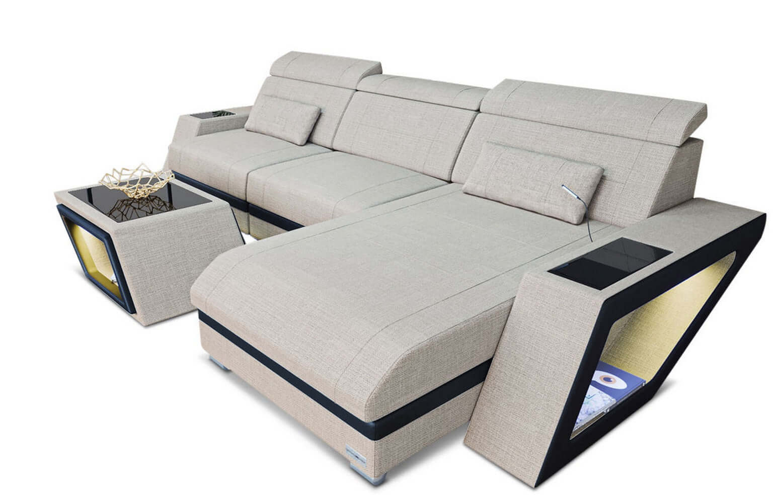 Ecksofa Catania – Komfortabel & Modern Elfenbein-Schwarz