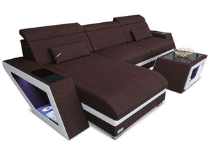 Ecksofa Catania – Komfortabel & Modern in Strukturstoff und der Farbe Graubraun und Weiß - Ausrichtung links