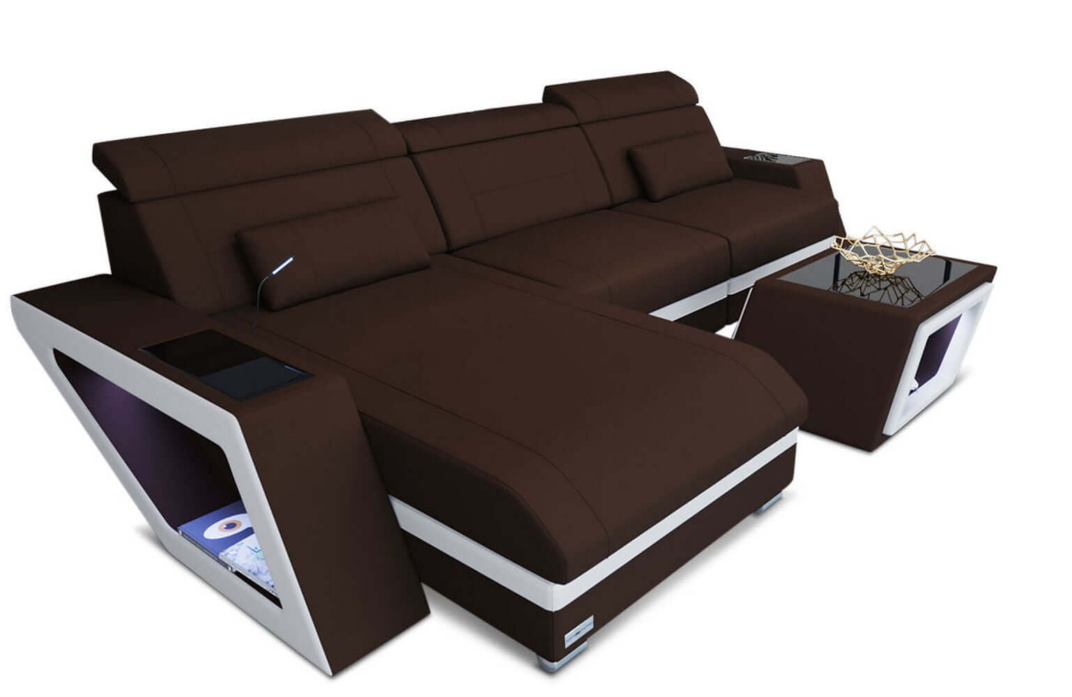 Ecksofa Catania – Komfortabel & Modern Dunkelbraun-Weiß