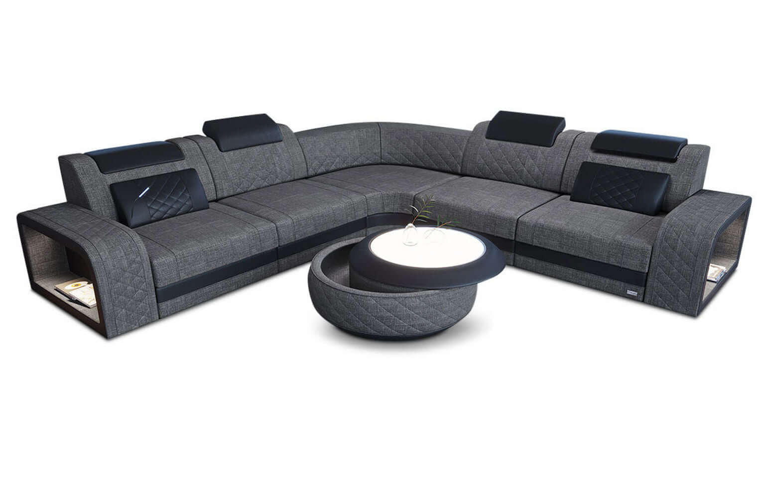 Stoff Ecksofa Foggia L-Form Grau-Schwarz