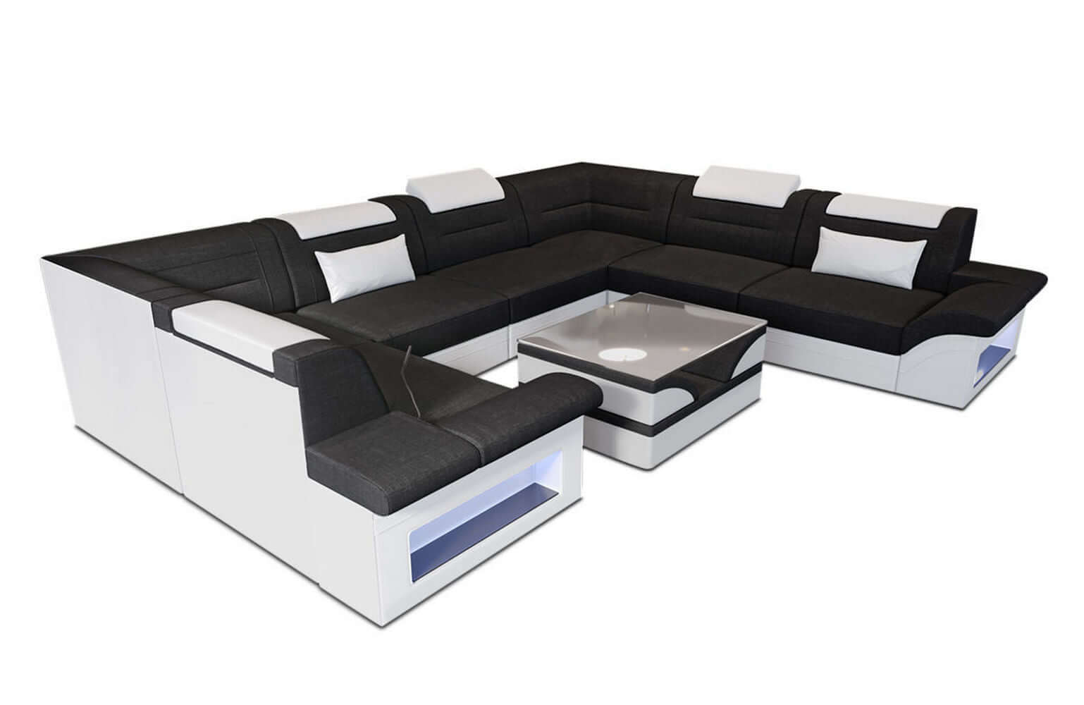 Couchlandschaft Brianza U-Form in Stoff Schwarz-Weiß