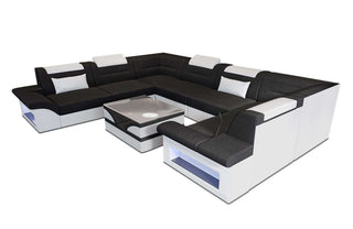 Stoff Wohnlandschaft Brianza – Komfort & Stil in Strukturstoff und der Farbe Schwarz und Weiß - Ausrichtung links - Bild 2