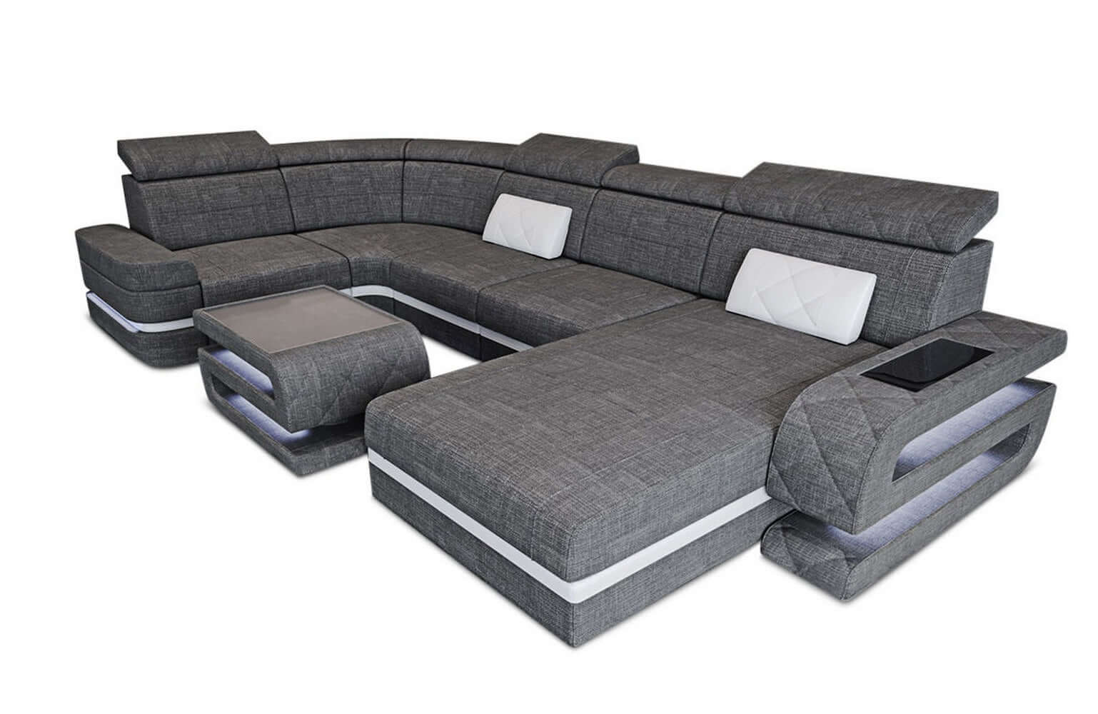 Stoff Wohnlandschaft Bologna – Komfort & Stil Grau-Schwarz
