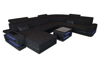Stoff Wohnlandschaft Bologna XXL – Groß & Bequem in Strukturstoff und der Farbe Schwarz und Schwarz - Ausrichtung links - Bild 2