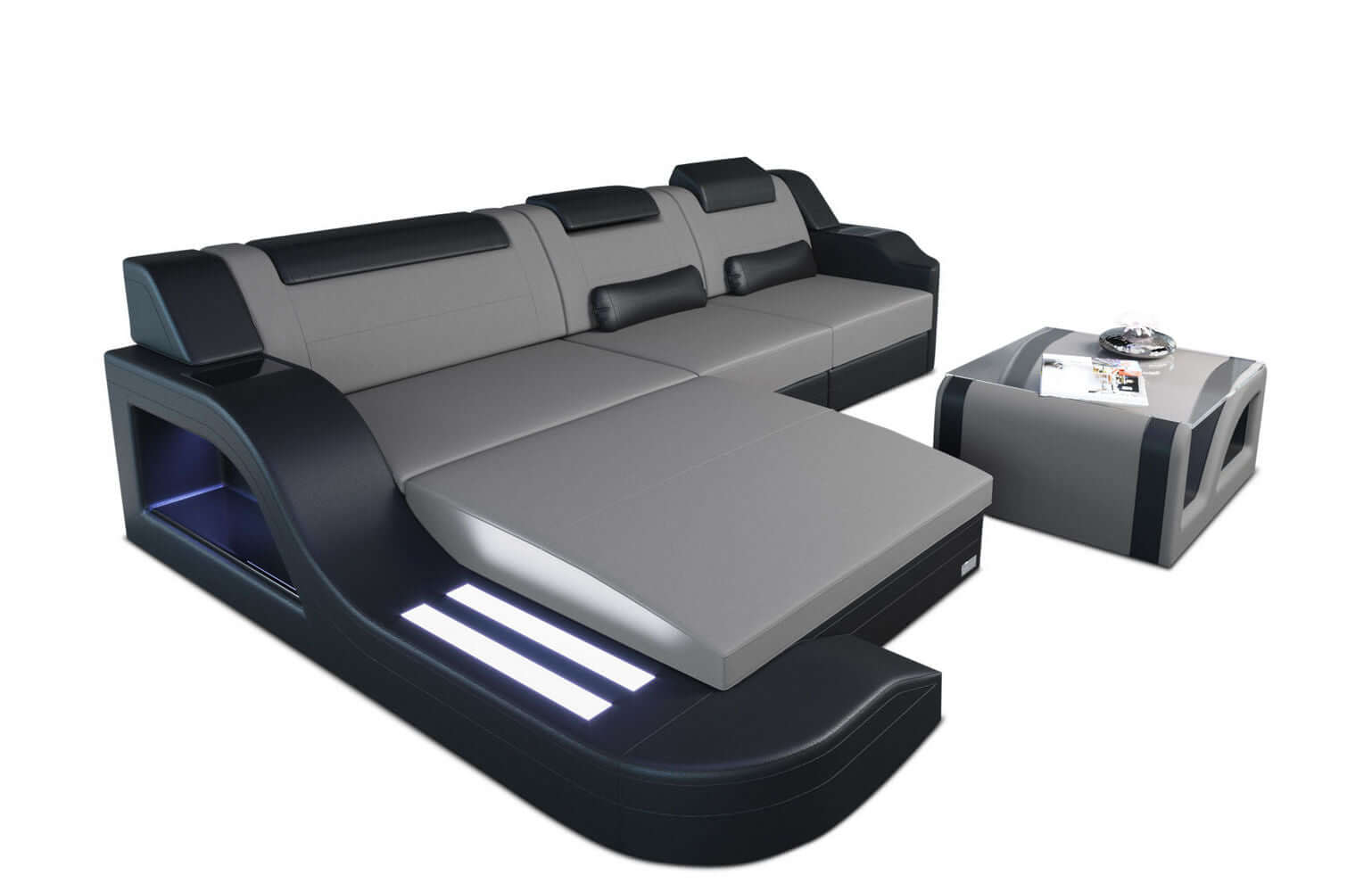 Stoffcouch Materialmix Palermo L-Form LED