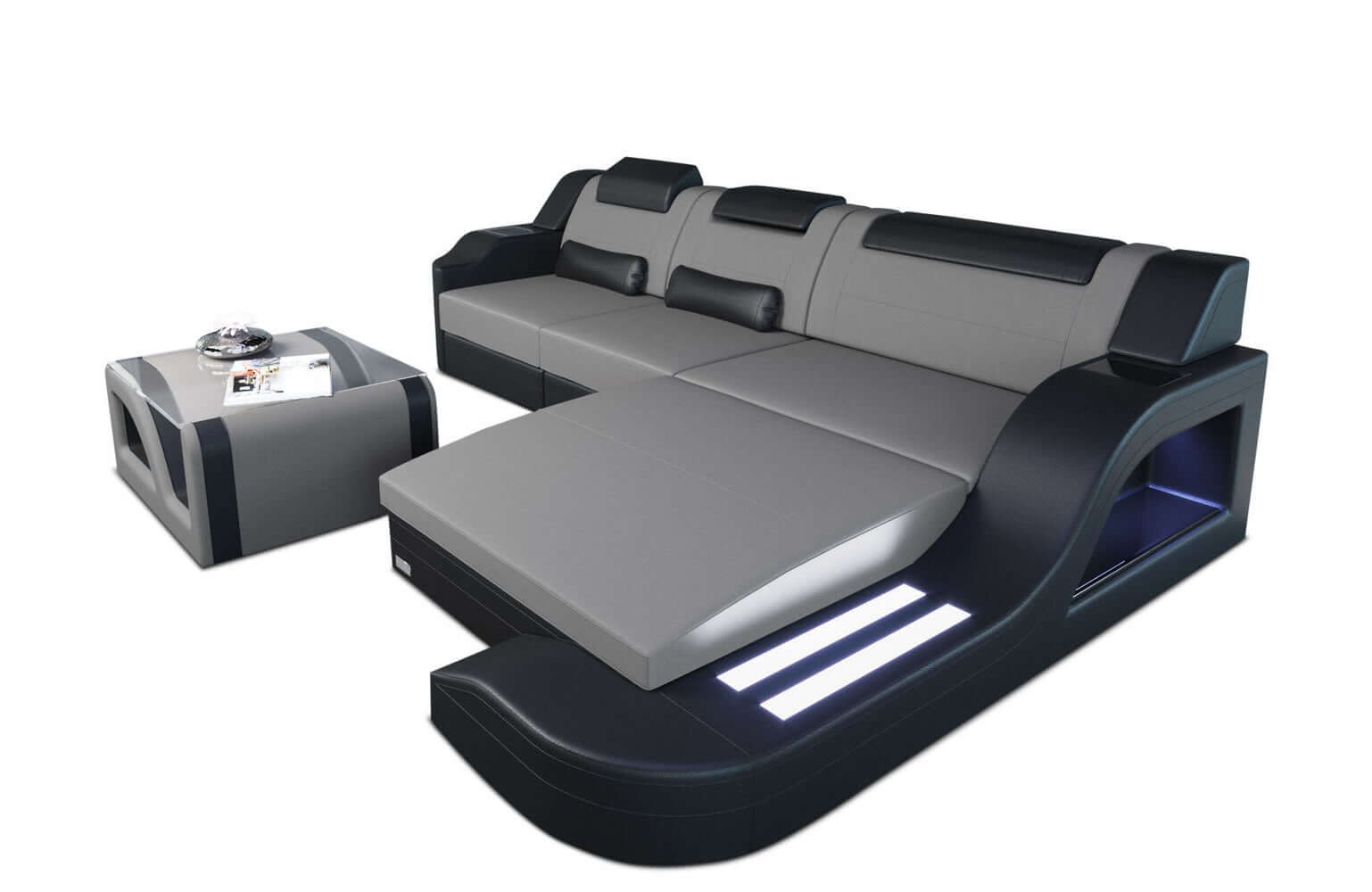 Stoffcouch Materialmix Palermo L-Form LED